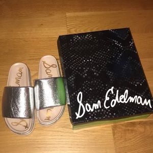 Sam Edelman Metallic Slip On Platform Sandals